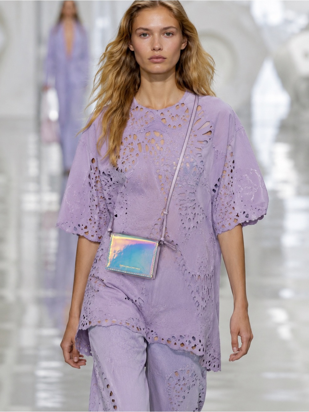 Stella McCartney Rare Iridescent Pink Holographic Micro Crossbody Bag SP22 Italy - Picture 4 of 11